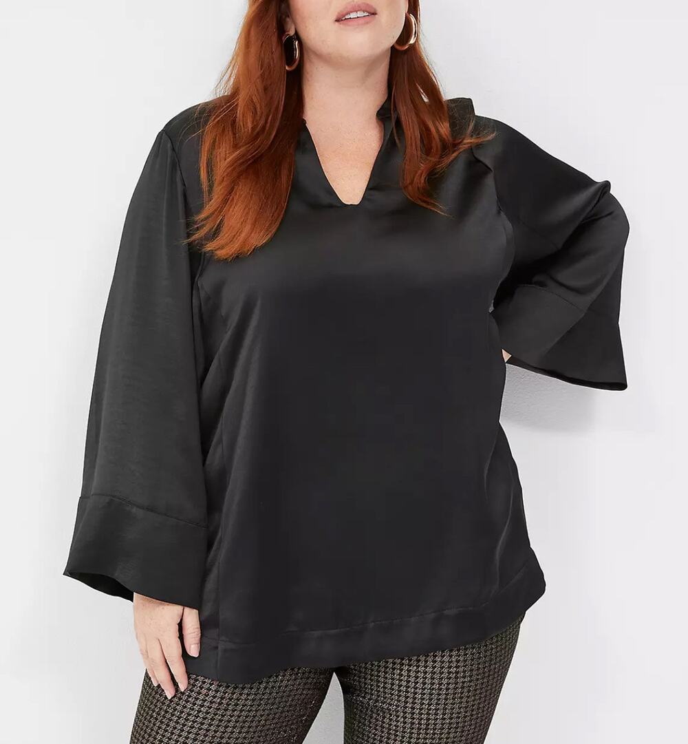 Lane Bryant relaxed bell sleeve popover tunic top women’s size 18 black